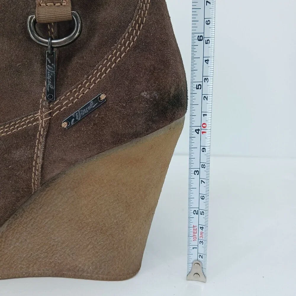 Diesel Unkle Jessy Brown Suede Wedge Ankle Boots Size 39 Platform